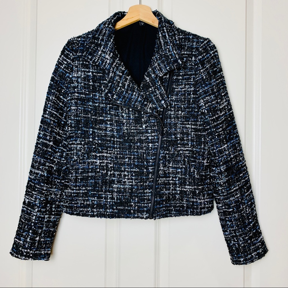Express Metallic Boucle Moto Jacket